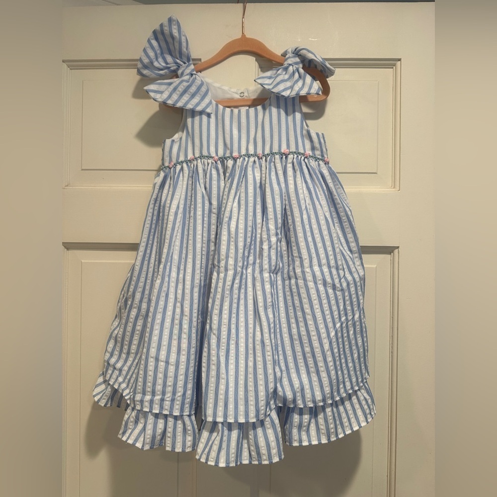 Blue and White Striped Laura Ashley spring Kids Dress